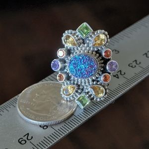 Nicky Butler Designer Druzy Quartz NB 925 Sterling Silver Citrine Ring New